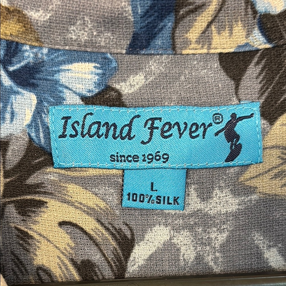 Island Fever Large Blue Floral Hawaiian Men's pocketed button down Shirt Silk - Picture 4 of 8